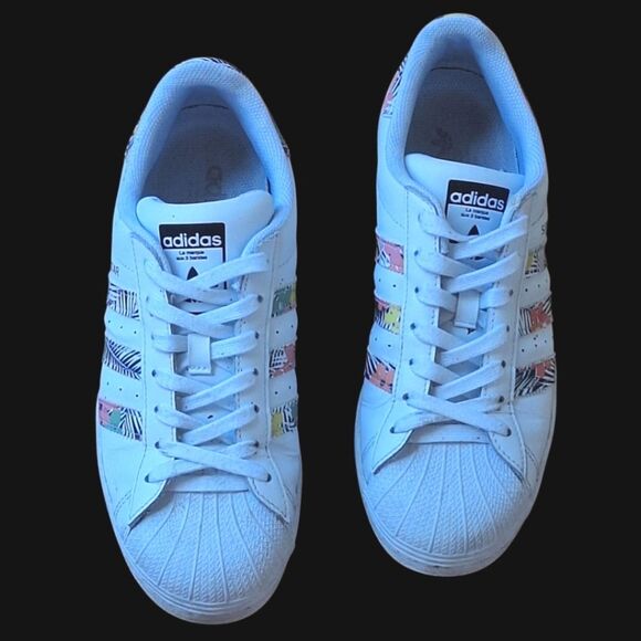 Adidas Superstar J Festival Pack White Multi Floral Leather Shell Toe Sz 7 Women - Picture 10 of 16